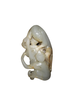 A Chinese jade group of two monkeys.