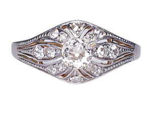 Edwardian Unique Diamond Engagement Ring  DBGEMS