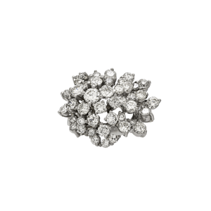 Diamond cluster flower spray ring