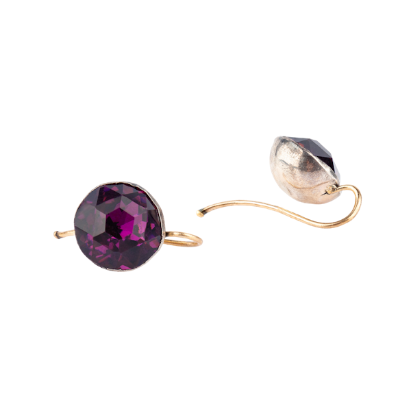 Purple paste silver Georgian earrings - image 1