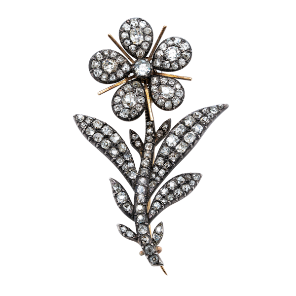 Victorian en tremblant diamond brooch - image 1