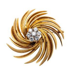 1970s fine gold diamond brooch - Charlotte Sayers