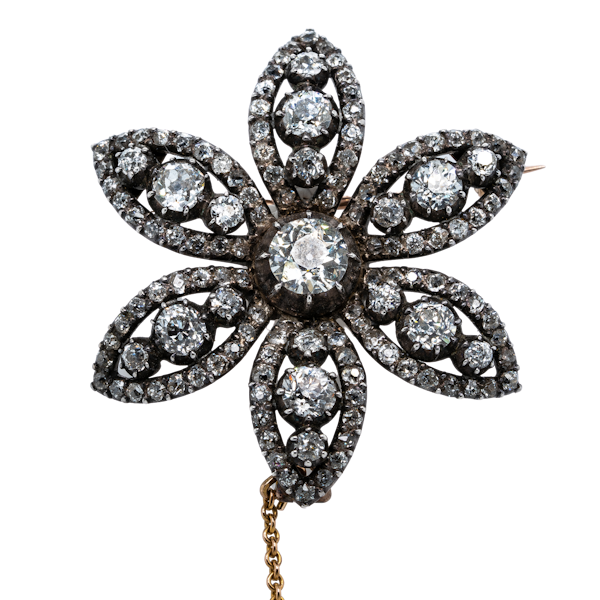 Georgian diamond flower brooch - image 1