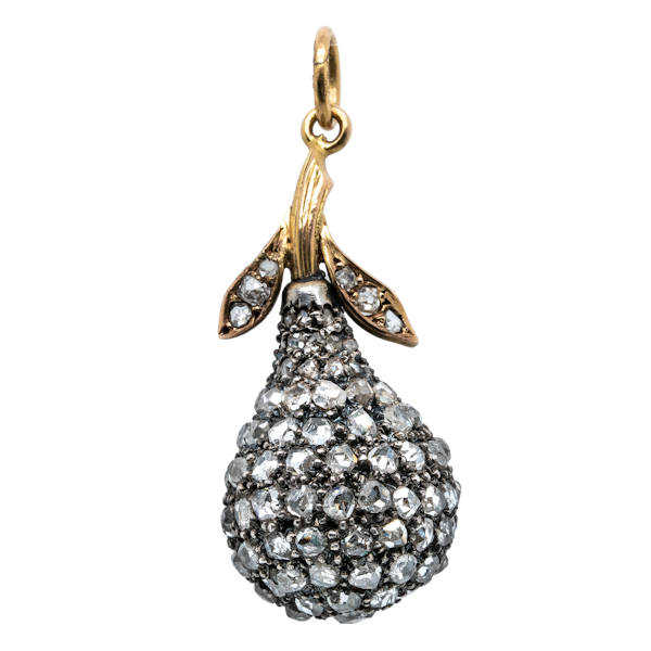 Diamond pave set pear pendant - image 1