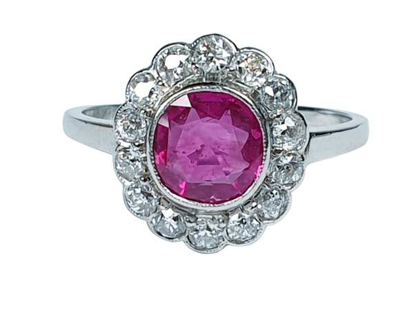 Burmese Ruby and Diamond Cluster Ring  DBGEMS - image 1