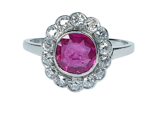 Burmese Ruby and Diamond Cluster Ring DBGEMS