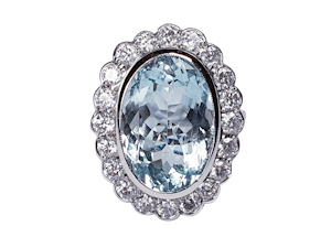 Aquamarine and Diamond Cluster Ring DBGEMS