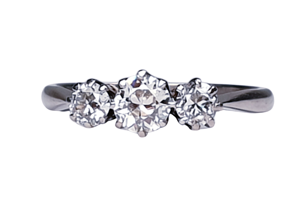 Art Deco Three Stone Diamond Engagement  DBGEMS   Ringuct - image 1