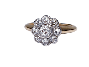Edwardian Diamond Cluster Engagement Ring DBGEMS