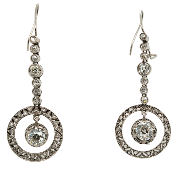 Art Deco diamond cluster earrings - image 1