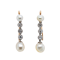 Pearl and diamond dangling earrings - image 1