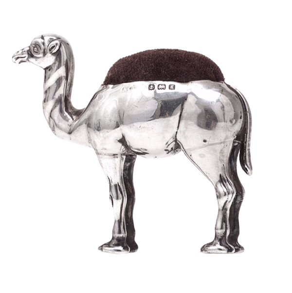 An antique silver  camel pin cushion - image 1