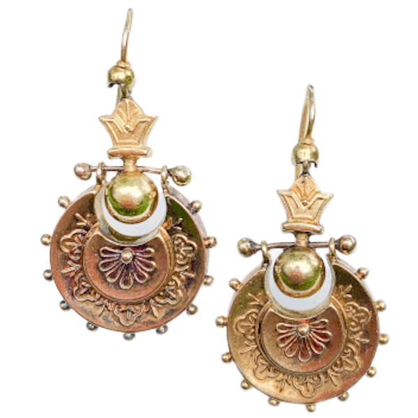 A Pair of Etruscan Revival Gold Earrings - image 1