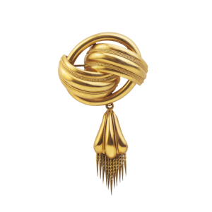 18ct Gold Knot Fringe Drop Brooch | Victorian c.1870s