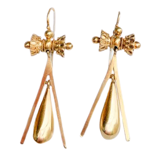 A Pair of Victorian Gold Earrings - image 1