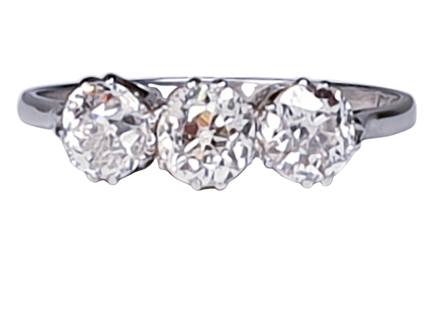 Art Deco Three Stone Old Cut Diamond Ring  DBGEMS - image 1