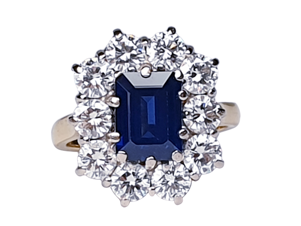 Antique Sapphire and Diamond Cluster Ring  DBGEMS - image 1