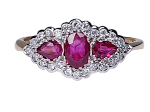 Ruby and Diamond Three Stone Ring  DBGEMS