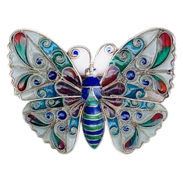 A 1910 Plique-à-jour Silver Butterfly - image 1