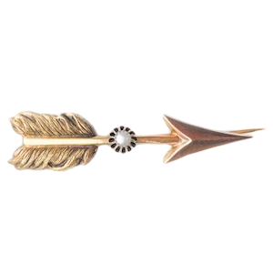 A 1940s Gold Pearl Arrow Brooch