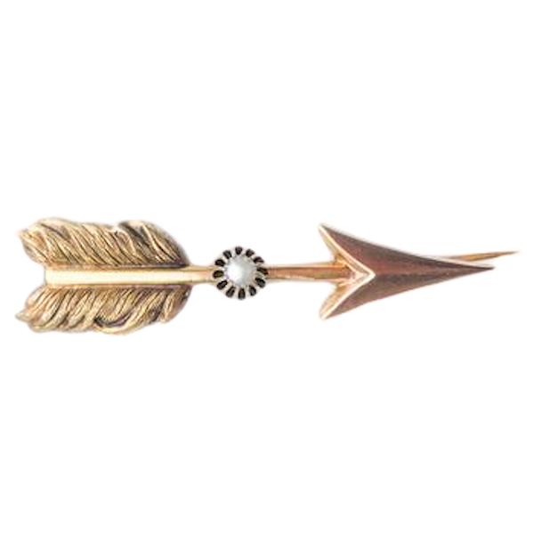 A 1940s Gold Pearl Arrow Brooch - image 1