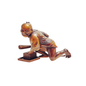 Wood Okimono of rat catcher