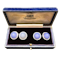 A Pair of French Chalcedony White Enamel Gold Cufflinks - image 1