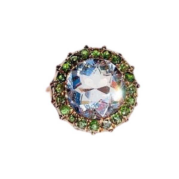 An Aquamarine Demantoid Garnet Ring - image 1