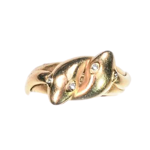 A Gold Snake Ring with Diamond and Ruby Eyes