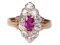 Burmese Ruby and Old Cut Diamond Marquise Shaped Ring  DBGEMS - image 1