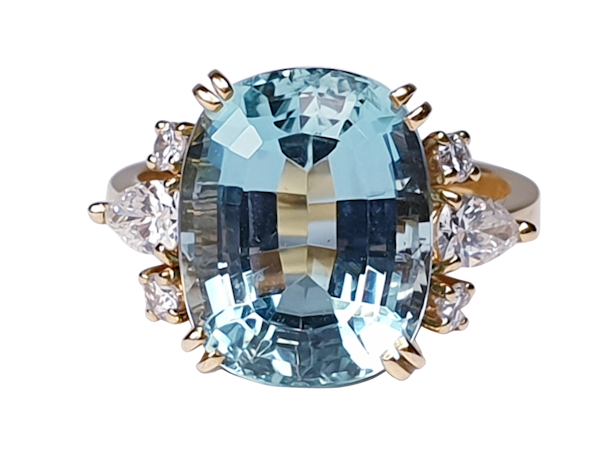 Aquamarine and diamond dress ring  DBGEMS - image 1
