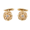 Art Nouveau Cufflinks Single Sided in 18 Karat Gold Floral Openwork & Central Diamond, French circa 1890. - image 1