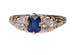 Victorian Sapphire and Diamond Engagement Ring  DBGEMS