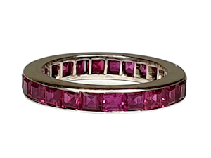 Full hoop ruby eternity ring set in platinum  DBGEMS