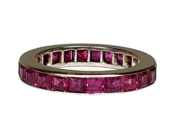 Full hoop ruby eternity ring set in platinum  DBGEMS - image 1