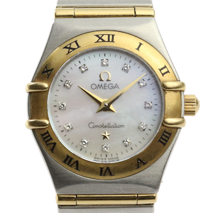 Omega Constellation Ladies MOP Diamond Dial Steel & Gold