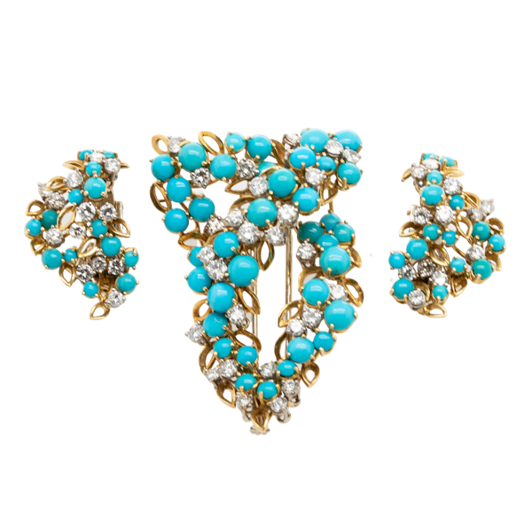 Turquoise Clip & Earring Set - image 1