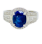 18K white gold 3.05ct Natural Blue Sapphire and 0.49ct Diamond Ring - image 1