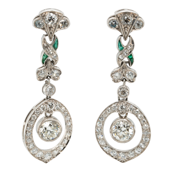 Diamond & Emerald Earrings - image 1