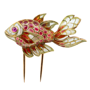 Plique-a-jour Bird Brooch