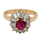Ruby and diamond ballerina cluster ring - image 1