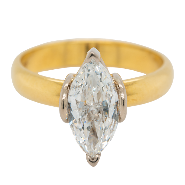Marquise shaped  diamond solitaire ring - image 1