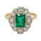 Emerald and diamond oval cluster ring - image 1