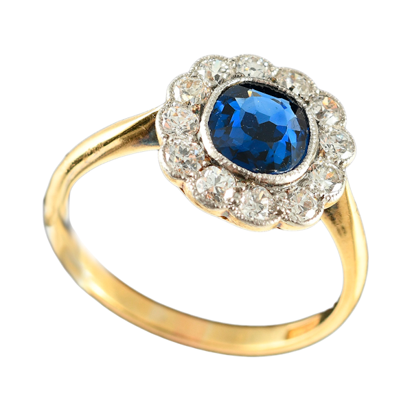 MM6246r Edwardian sapphire diamond platinum set ring 1910c - image 2