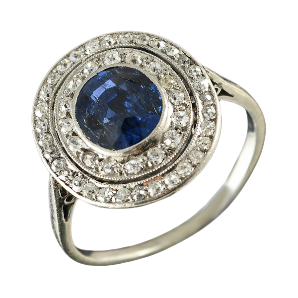 MM6468r Platinum Edwardian sapphire diamond target ring 1910c - image 1