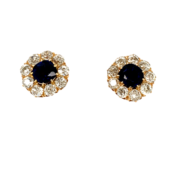 Victorian Sapphire and Diamond cluster Earrings - image 1