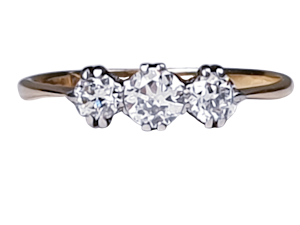 Edwardian Three Stone Diamond Engagement Ring DBGEMS