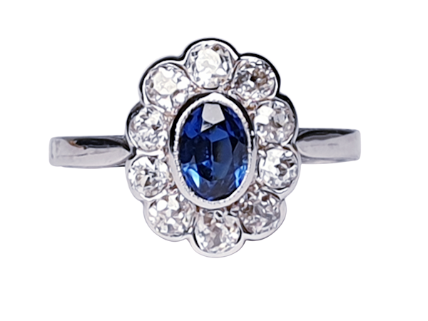 Sapphire and Diamond Cluster Engagement Ring  DBGEMS - image 1