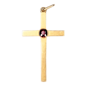 An Antique Burma Ruby Gold Cross