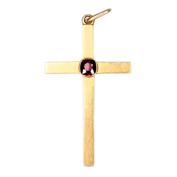 An Antique Burma Ruby Gold Cross - image 1